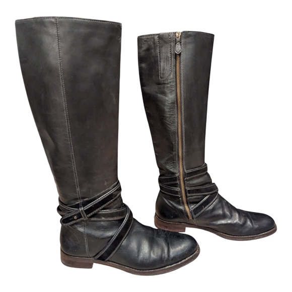 Cole Haan Leather Riding Boots, Black, Size 9B - Picture 2 of 11